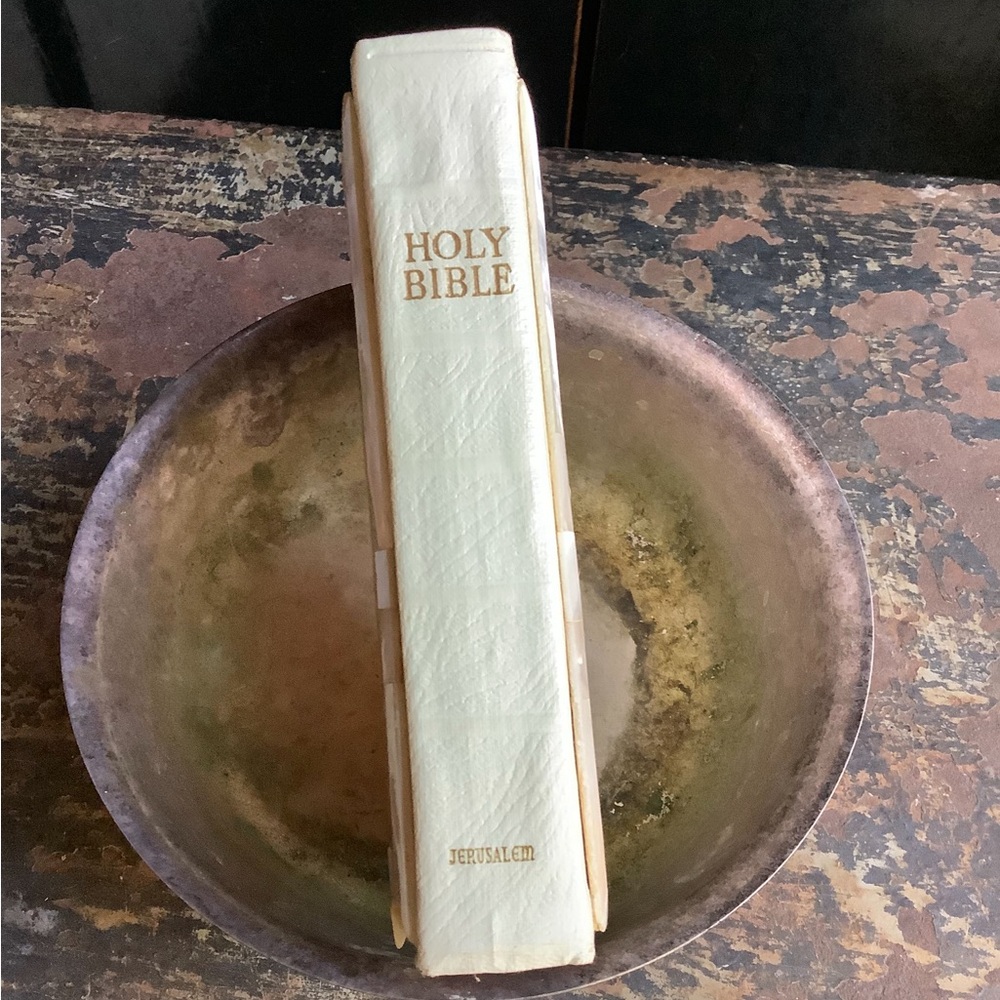 VTG Carved Mother of Pearl Covered Bible - Picture 3 of 5